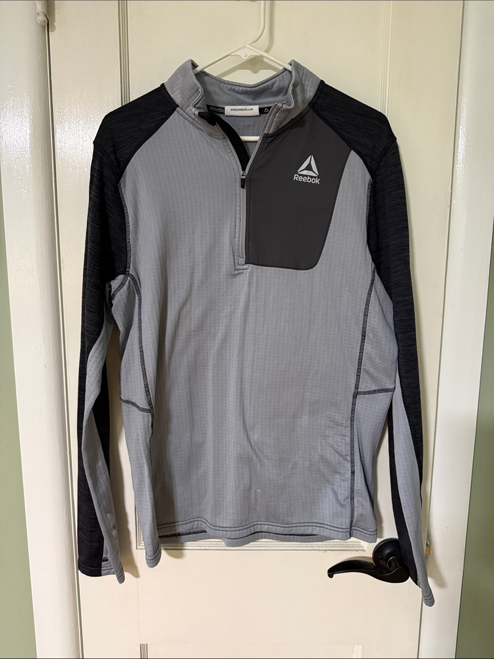 Reebok Men’s Light Gray and Black Half-Zip Performance Pullover